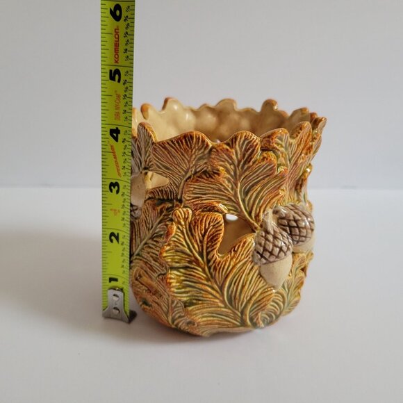 Handcrafted Ceramic Leaf & Acorn Candle Holder - Picture 6 of 12